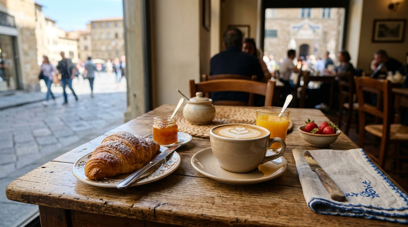 Showcase variety of Italian breakfast dishes (sweet and savoury). restaurant & hospitality